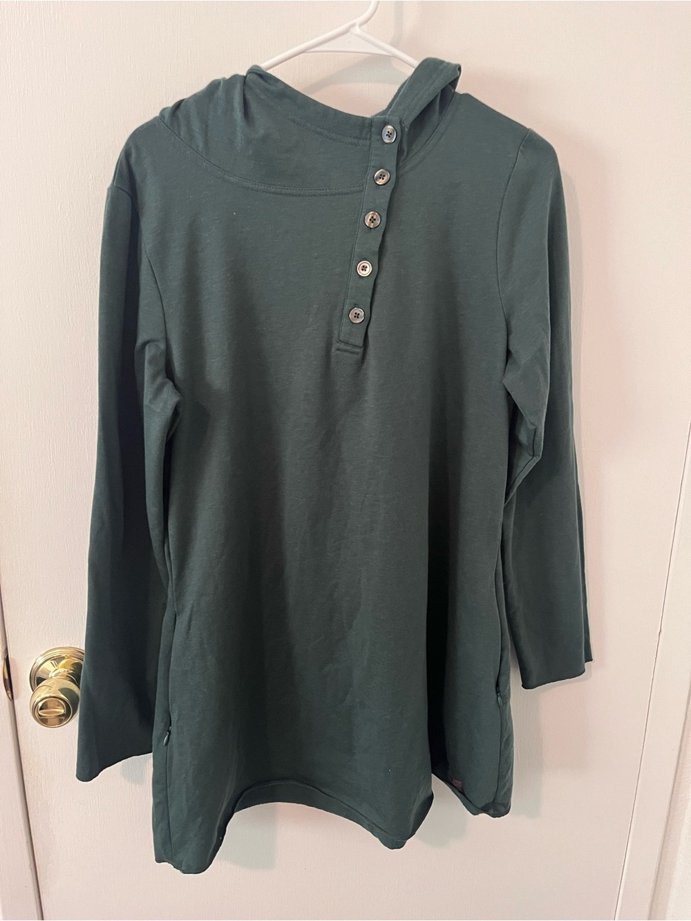 Purnell Women’s French Terry Hoodie Hooded Tunic Green XL